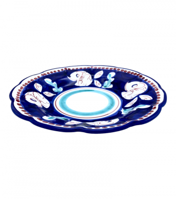 Piatto fondo Smerlato decoro Pesce Blu - Ceramica Artistica Falcone
