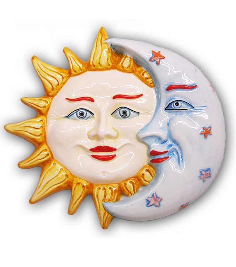 Sole e Luna in ceramica dipinta a mano